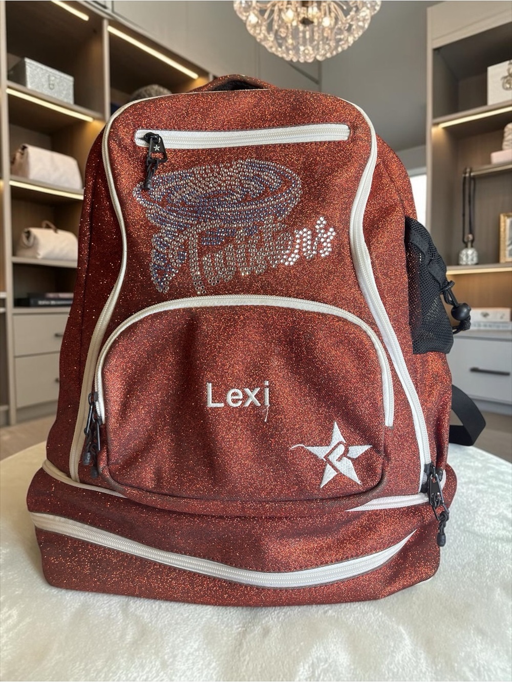Rebel Athletic Dream Bag Backpack Maroon Glitter Cheer Dance Sparkle